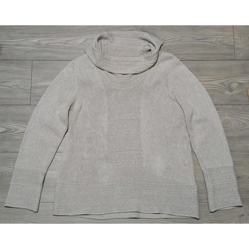 Calvin Klein Turtleneck Womens Size L Long Sleeve Beige Sweater Knit Top